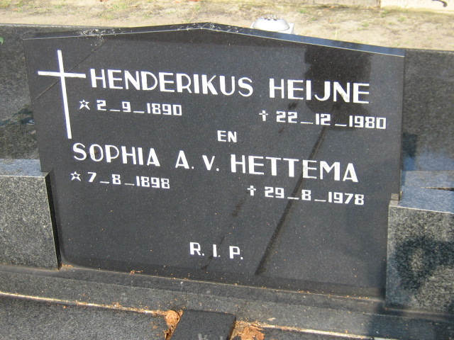Henderikus Heijne, Sophia Agatha van Hettema