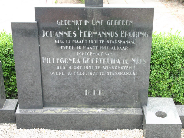 Johannes Hermannus Bröring en Hillegonda Geertruida de Nijs
