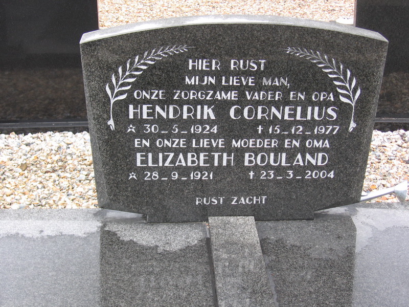 Hendrik Cornelius en Elizabeth Bouland