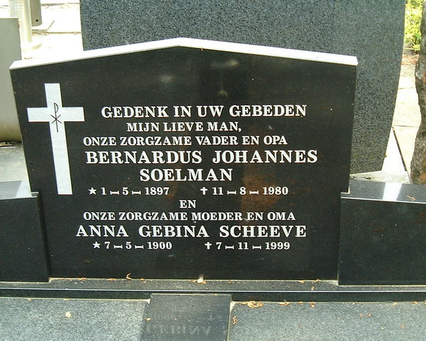 Bernardus Johannes Soelman en Anna Gebina Scheeve