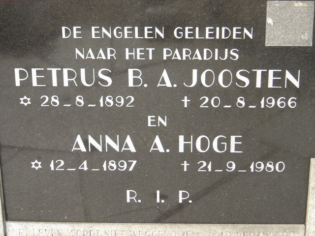 Petrus Bernardus Augustinus Joosten en Anna Angela Hoge